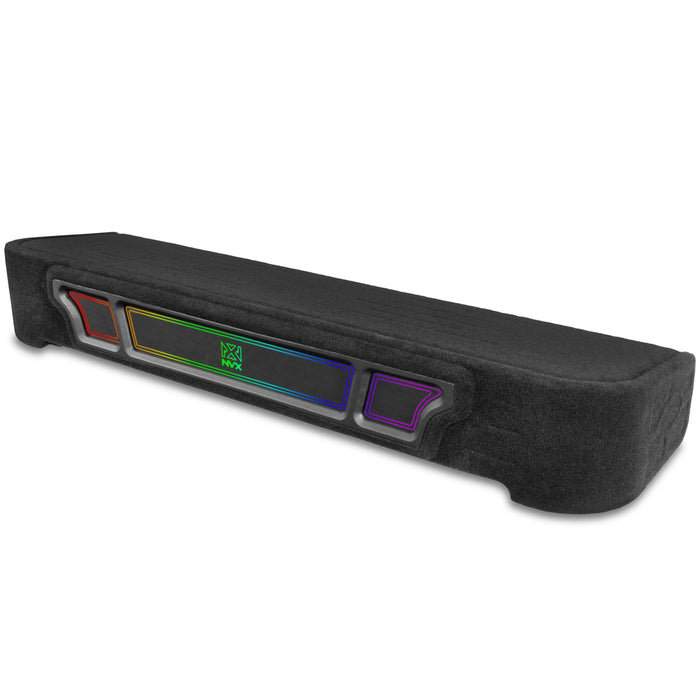 Custom Fit Dual 12" Empty BOOST Vented Truck Enclosure with RGB LED Lighting - 2009-2026 Ford F-Series Crew Cab Trucks - UBE-FD-09F150SC-P212