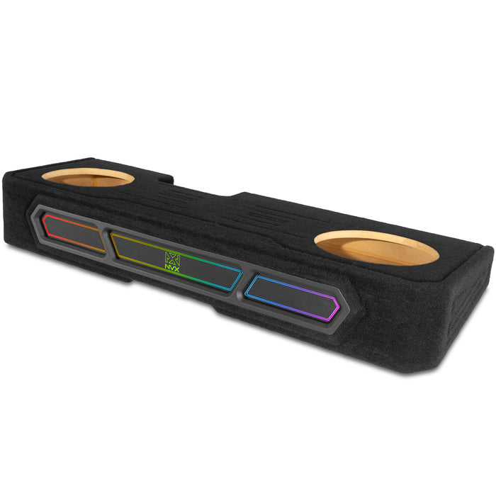 Custom Fit Dual 12" Empty BOOST Vented Truck Enclosure with RGB LED Lighting - 2008-2018 Chevrolet Silverado, GMC Sierra Crew Cab Trucks - UBE-GM-08SLVCC-P212