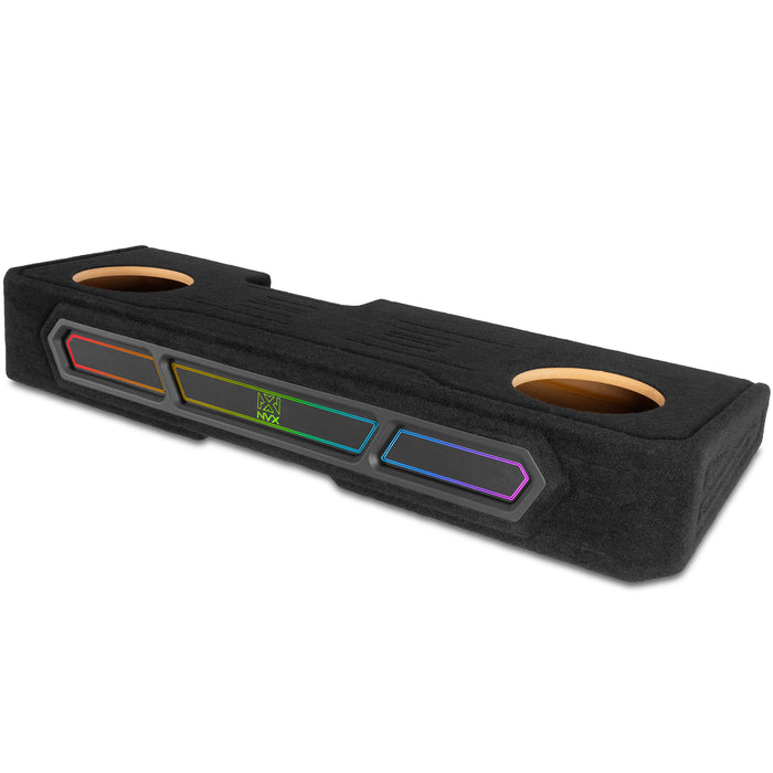 Custom Fit Dual 10" Empty BOOST Sealed Truck Enclosure with RGB LED Lighting - 2008-2018 Chevrolet Silverado, GMC Sierra Crew Cab Trucks - UBE-GM-08SLVCC-S210