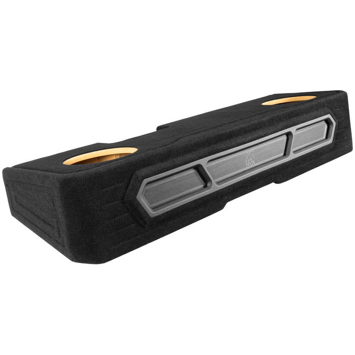 Custom Fit Dual 10" Empty BOOST Vented Truck Enclosure with RGB LED Lighting - 2019-2024 Chevrolet Silverado, GMC Sierra Crew Cab Trucks - UBE-GM-19SLVCC-P210