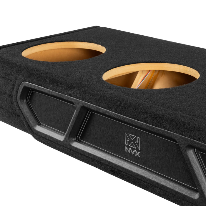 Custom Fit Dual 10" Empty BOOST Sealed Truck Enclosure with RGB LED Lighting - 2019-2024 RAM 1500 Crew Cab - UBE-RAM-19CC-S210