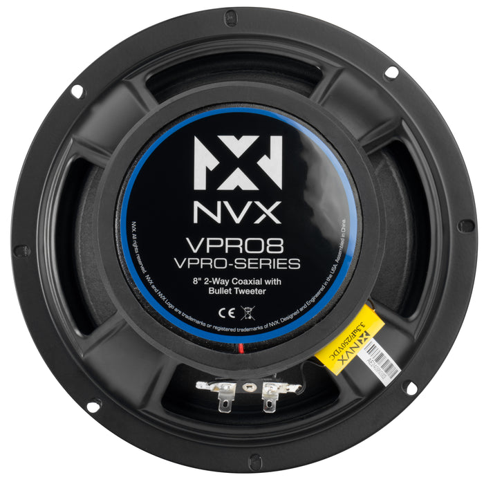 VPRO8 550W Peak (275W RMS) 8" V-Series Pro 2-Way Water Resistant Coaxial Loudspeaker with Bullet Tweeter