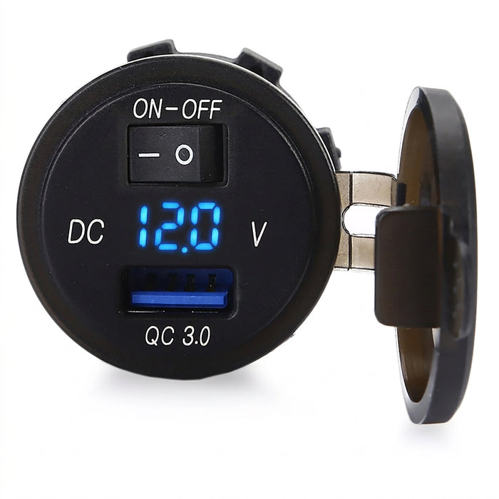 XQC301 Quick Charge 3.0 Car Charger with LED Digital Voltmeter