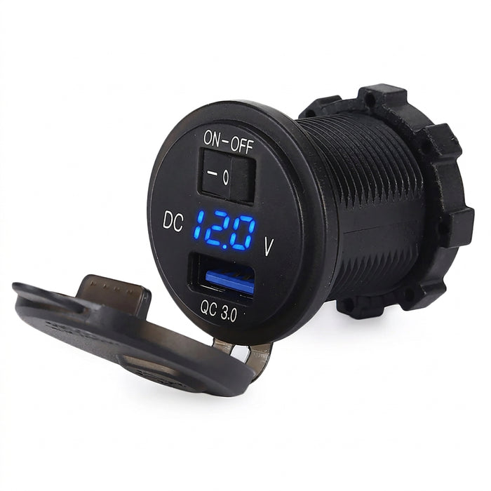XQC301 Quick Charge 3.0 Car Charger with LED Digital Voltmeter
