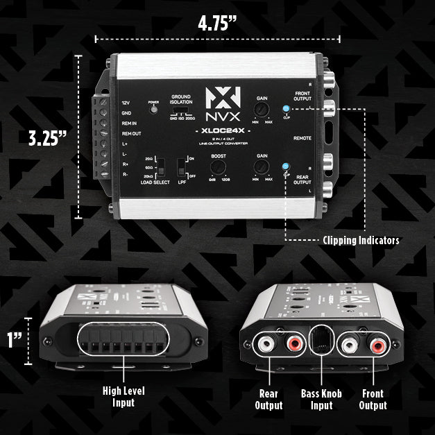 XLOC24X 2 inputs / 4 outputs High Voltage Active Line Output Converter with Impedance Matching and Remote Level Control